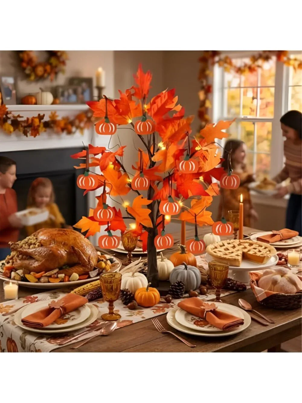 Fall Decorations for Home, Thanksgiving Decorations, 24”2FT Lighted Maple